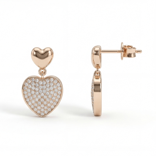Hearts of Pavé - Moissanit-Ohrhänger in Pavé-Fassung