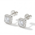 Tetrona - Asscher-Schliff Moissanit Ohrstecker im Halo-Design