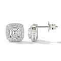 Tetrona - Asscher-Schliff Moissanit Ohrstecker im Halo-Design