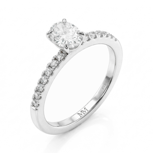 Nina - Ovalschliff Moissanit Ring mit Pavé-Seitensteinen