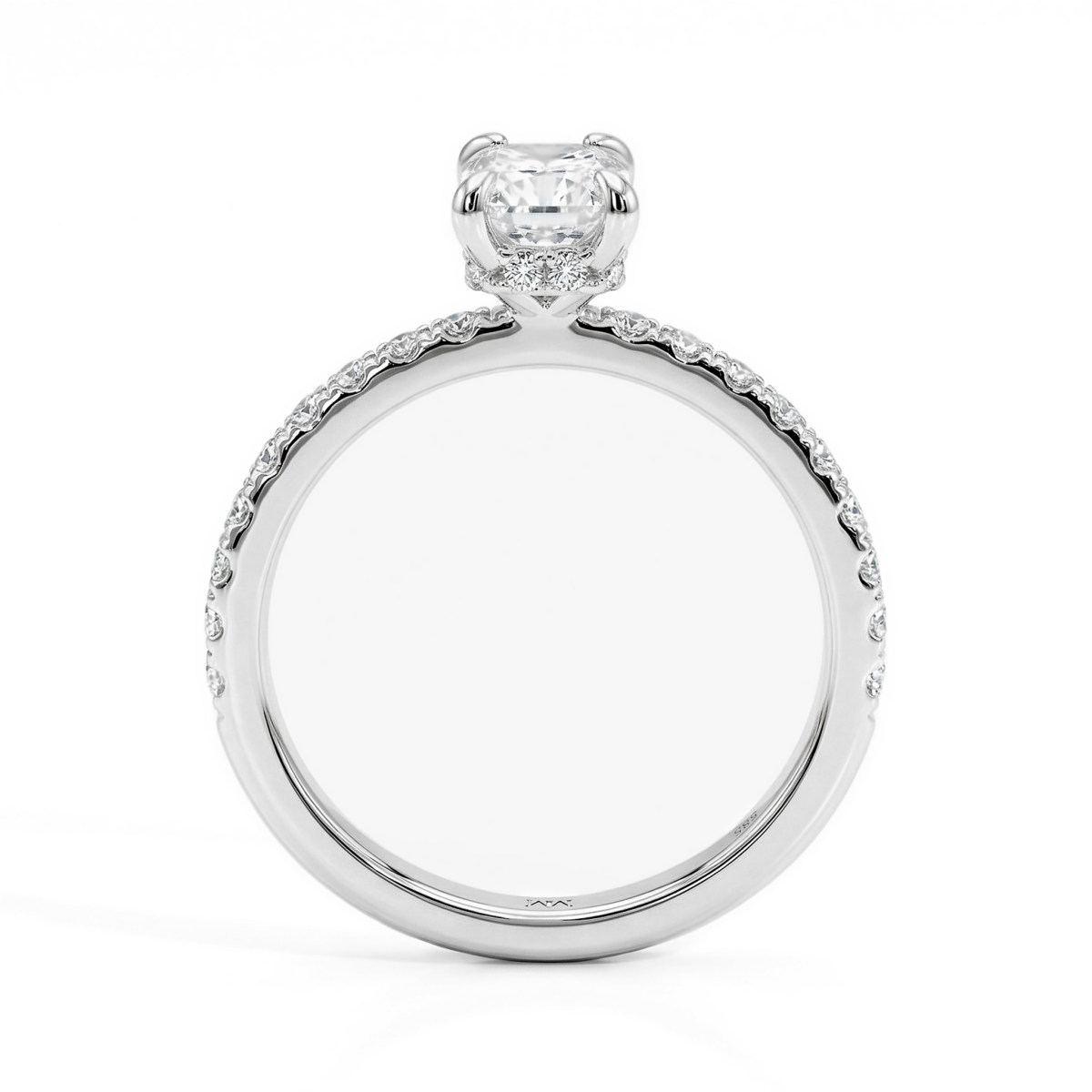 Astra - Moissanit-Ring mit Pavé-Seitensteinen und verstecktem Halo