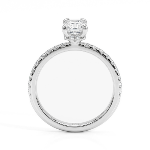 Astra - Radiant-Schliff Moissanit Ring mit Pavé-Seitensteinen & Versteckter Halo