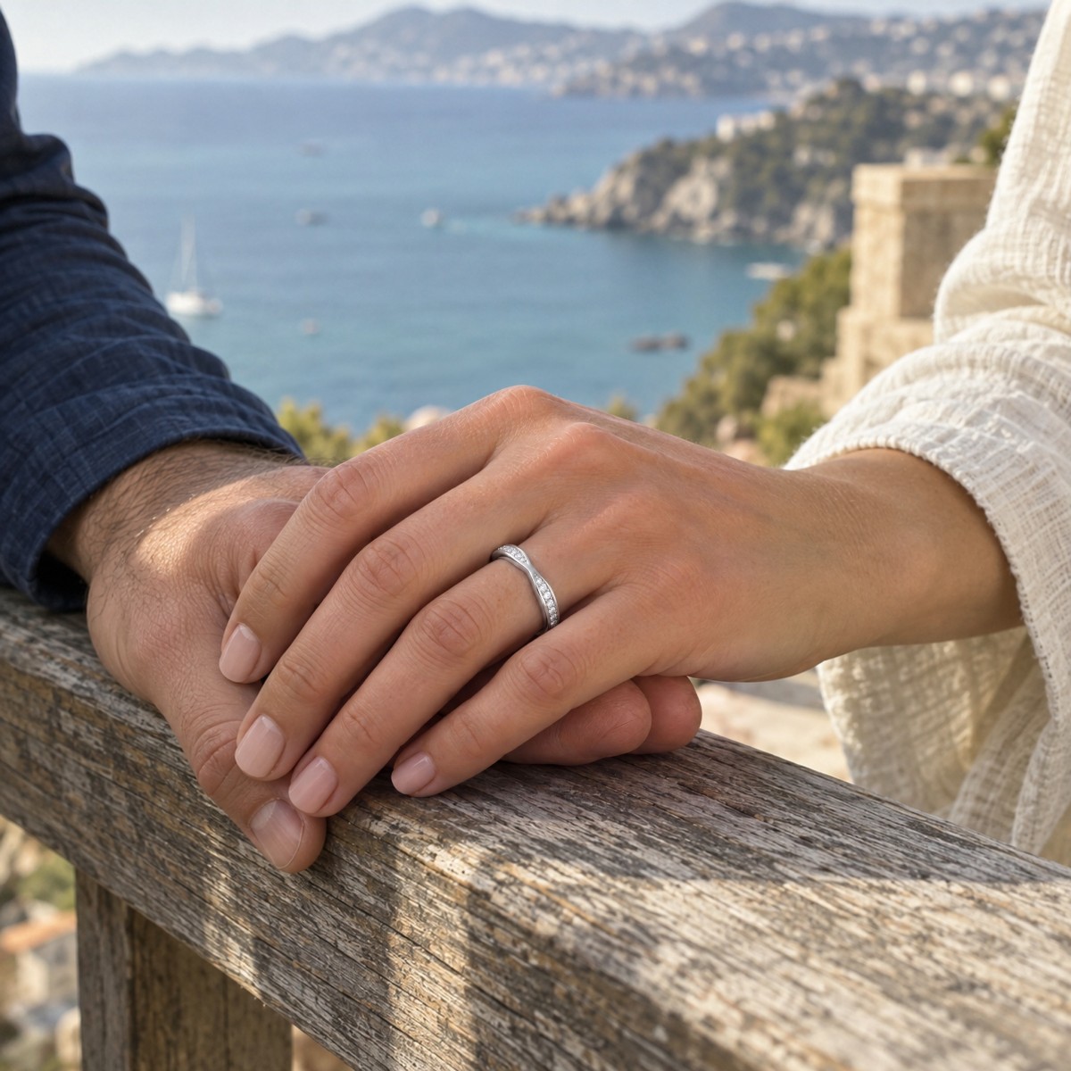 Aria - Gebogene Moissanit-Eternity-Ring Mit Pavé-Fassung