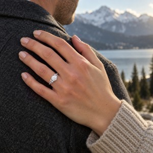 Aurora - Moissanit Ring mit minimalistischen Seitensteinen