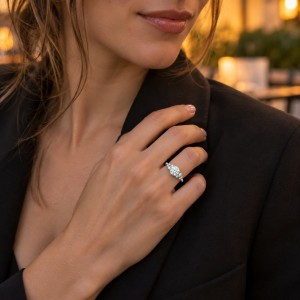Aurora - Moissanit Ring mit minimalistischen Seitensteinen