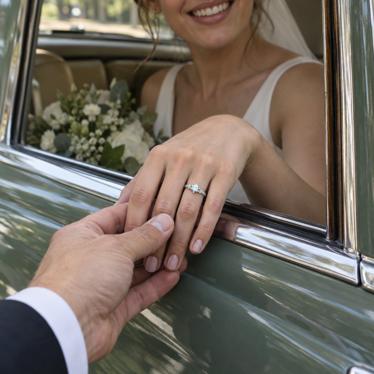 Primrose - Moissanit-Ring Rund im Vintage-Stil mit floralen Ringschultern