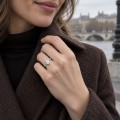 Sylvaine - Moissanit-Verlobungsring Oval mit Marquise-Blatt-Clustern und geteilter Ringschiene