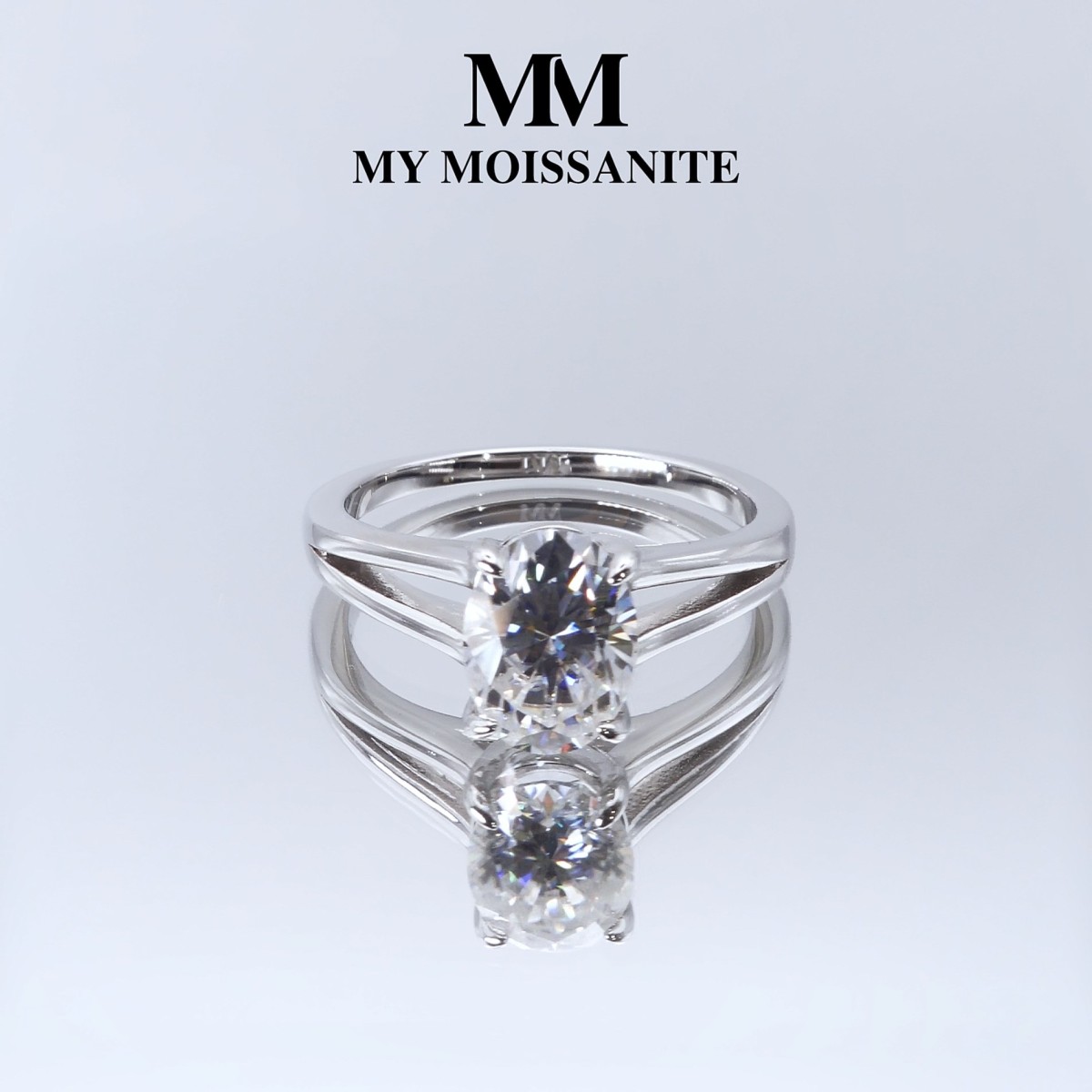 Grace – Ovalschliff-Moissanit Split-Shank Ring