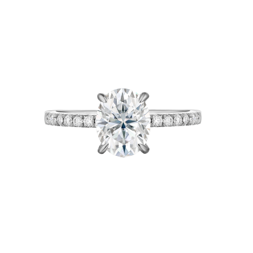 Nina - Ovalschliff Moissanit Ring mit Pavé-Seitensteinen