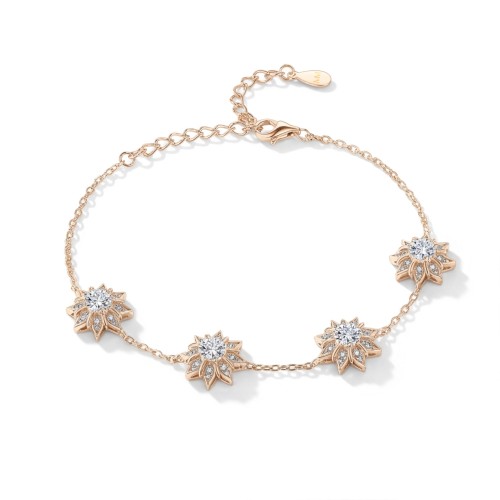 Stellara - Florales Moissanit-Armband mit verstellbarer Kette