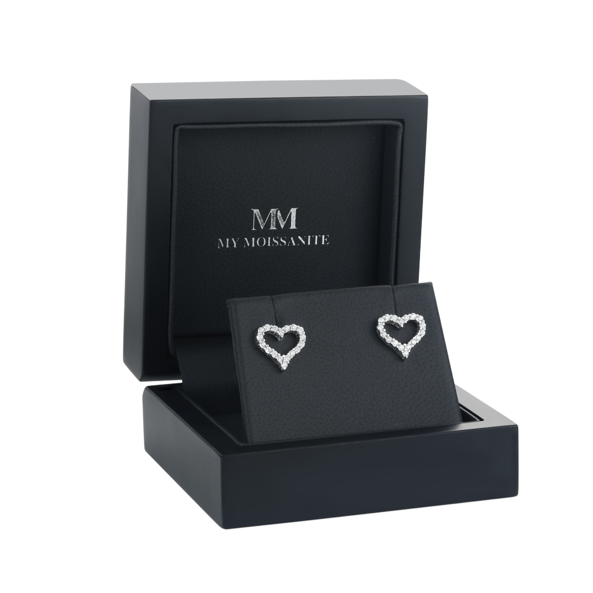 Corazon - Moissanit-Ohrstecker in herzförmiger Pavé-Fassung