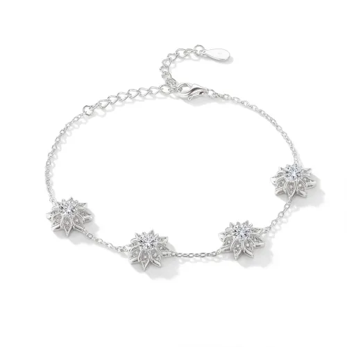 Stellara - Florales Moissanit-Armband Mit Verstellbarer Gliederkette