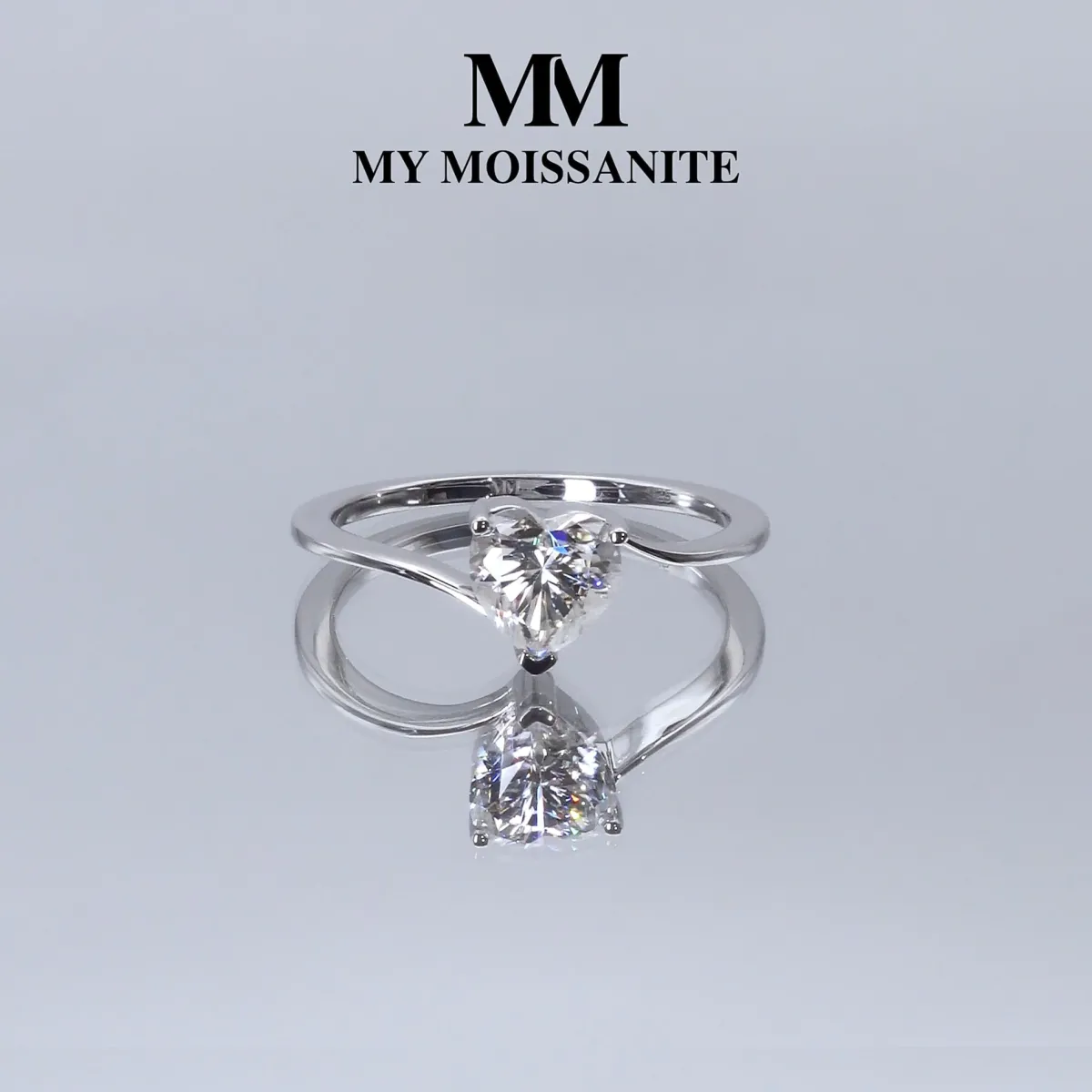 Amora - Herzschliff Moissanit Solitärring