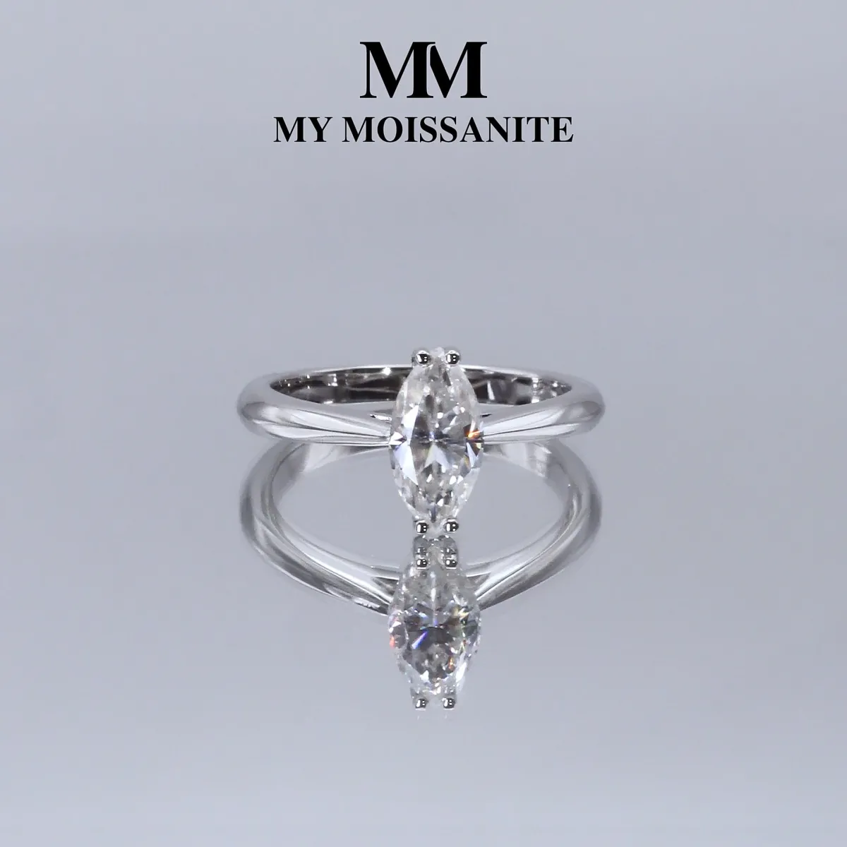 Liana - Marquise Solitär Moissanit Ring