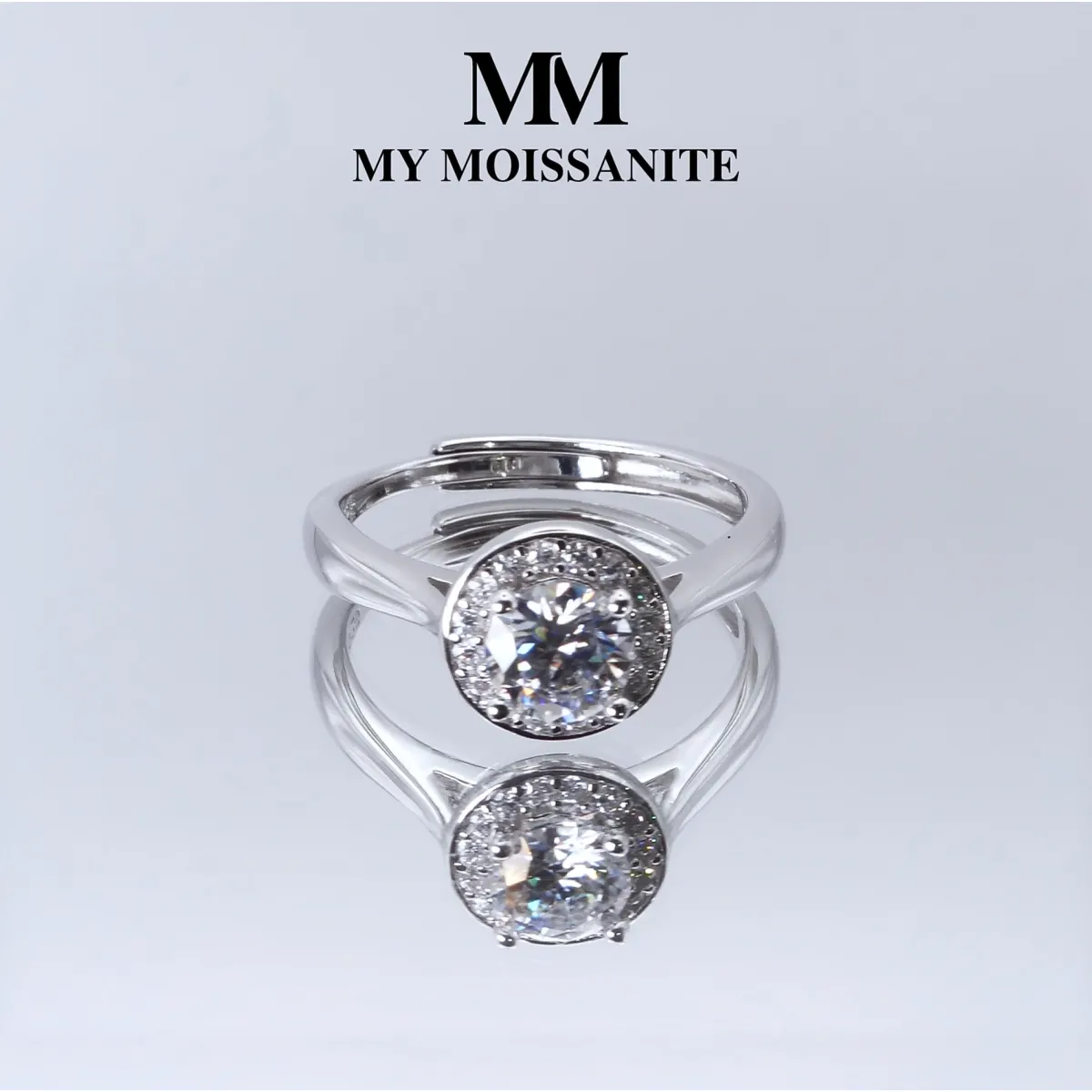 Flexa - Verstellbarer Halo-Moissanit-Ring