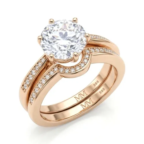 Vespera - Moissanit Brautset Mit Pavé-Akzenten Und Split-Shank