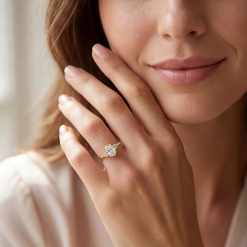 Ovaline - Oval Moissanite Ring with Minimalistic Side Stones - lifestyle
