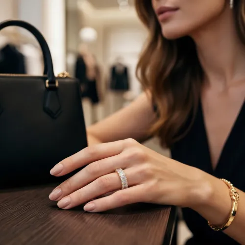 Eterna - Smaragdschliff Moissanit Eternity Ring - lifestyle