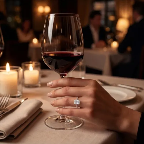 Astra - Radiant-Schliff Moissanit Ring mit Pavé-Seitensteinen & Versteckter Halo - lifestyle