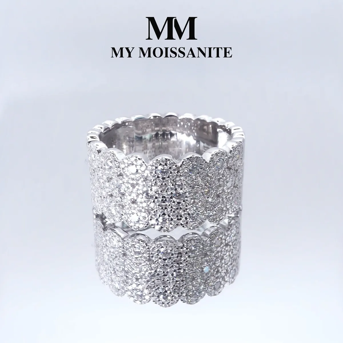 Cresta - Breiter Pavé Moissanit Verlobungsring
