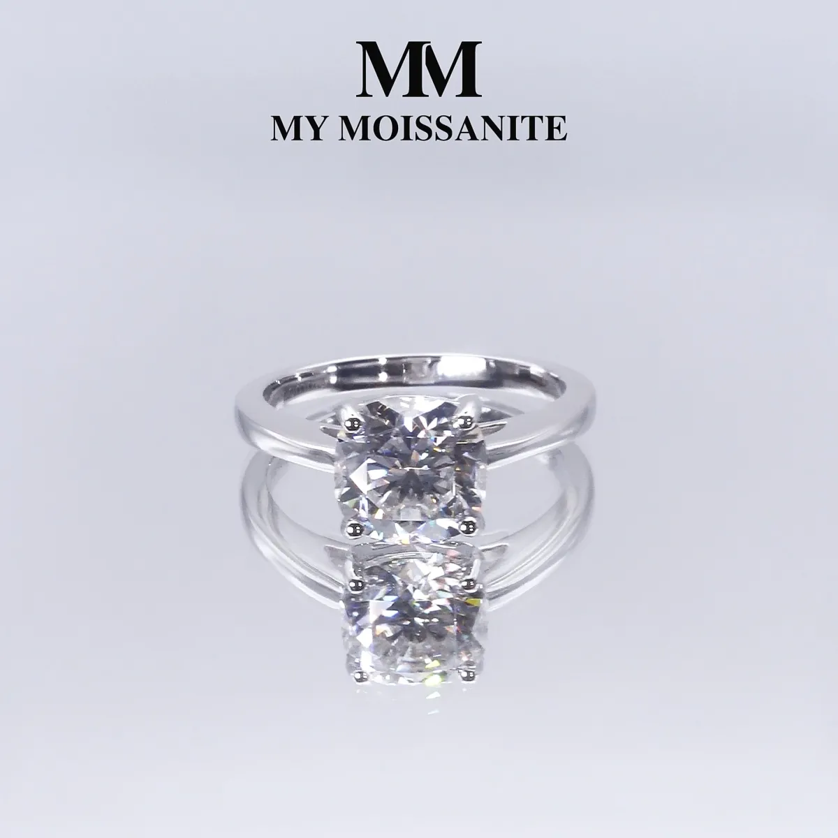 Elysia - Trillion Solitaire Moissanite Ring