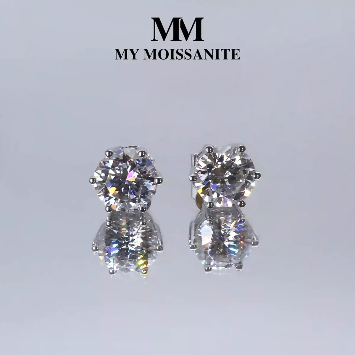 Sirius - Klassische Sechszinken-Moissanit Ohrstecker