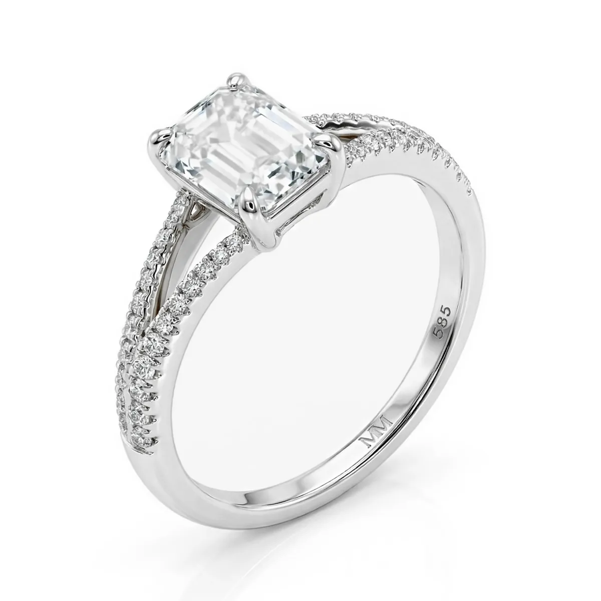 Emelise - Strahlender Moissanite-Ring mit Split-Shank und Seitensteinen