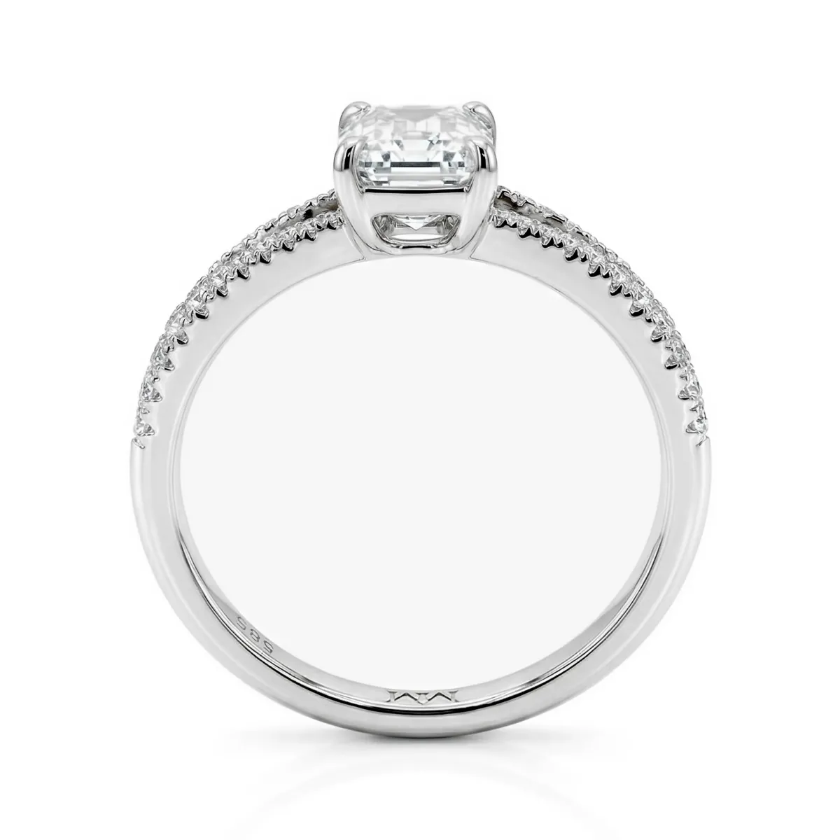 Emelise - Strahlender Moissanite-Ring mit Split-Shank und Seitensteinen
