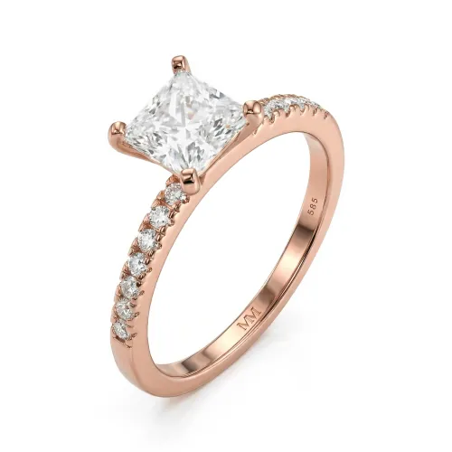 Celestia - Princess-Schliff Moissanit Ring mit Pavé-Seitensteinen