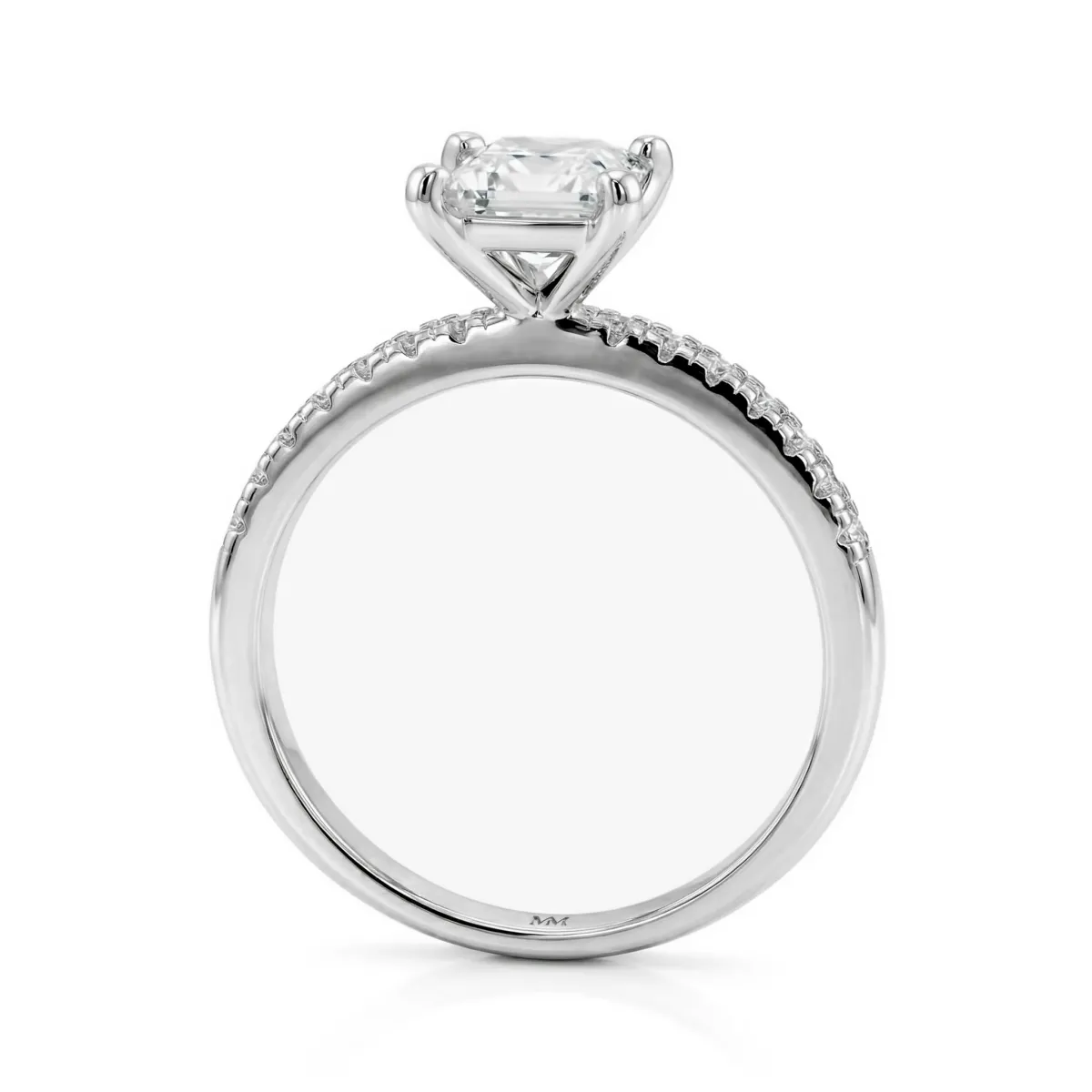 Celestia - Prinzessin Moissanit Ring mit Pavé Seitensteinen