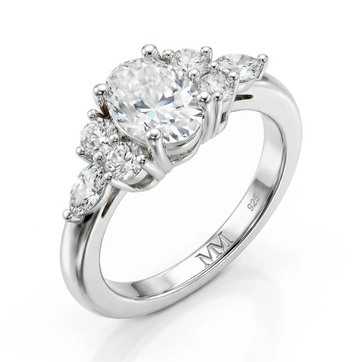 Lustrina - Ovaler Moissanite Ring mit Strahlenden Akzenten
