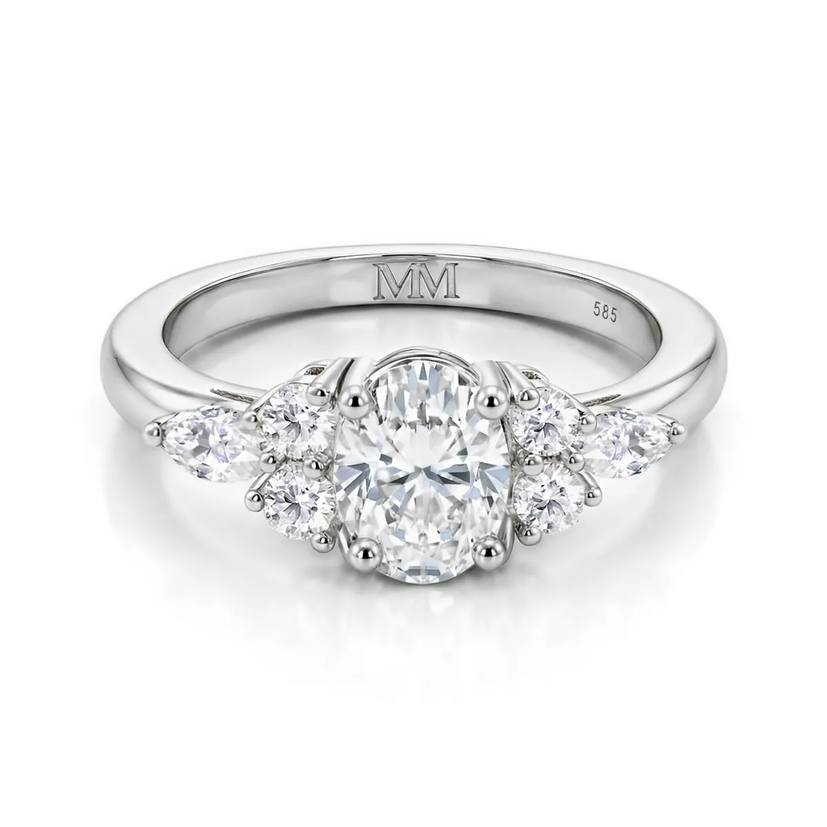Lustrina - Ovaler Moissanite Ring mit Strahlenden Akzenten
