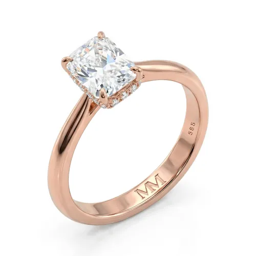 Luminara - Radiant-Schliff Moissanit Verlobungsring mit Versteckter Halo