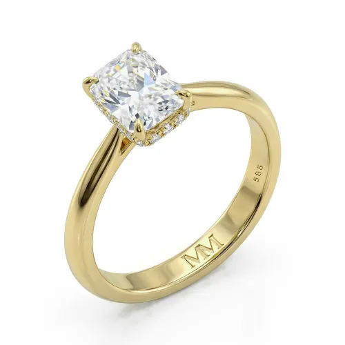 Luminara - Radiant-Schliff Moissanit Verlobungsring mit Versteckter Halo