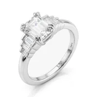 Rectanglo - Smaragdschliff Moissanit Ring mit Baguette-Akzenten