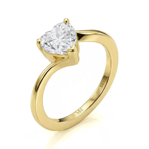 Amora - Heart Solitaire Moissanite Ring