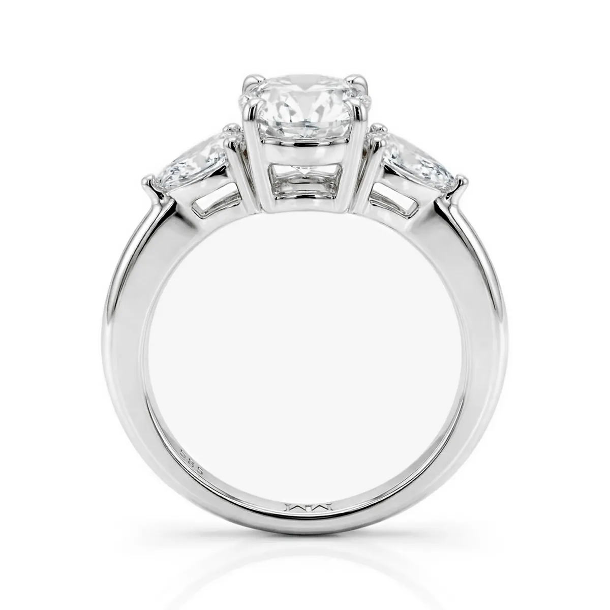 Trielle - Cushion Moissanite Verlobungsring mit Birnenschliff Seitenakzenten