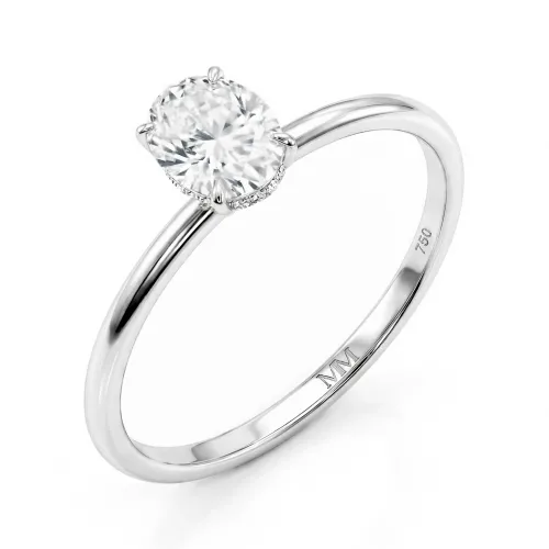 Mystique - Ovalschliff Solitär-Moissanit-Ring mit Versteckter Halo | Wedfit