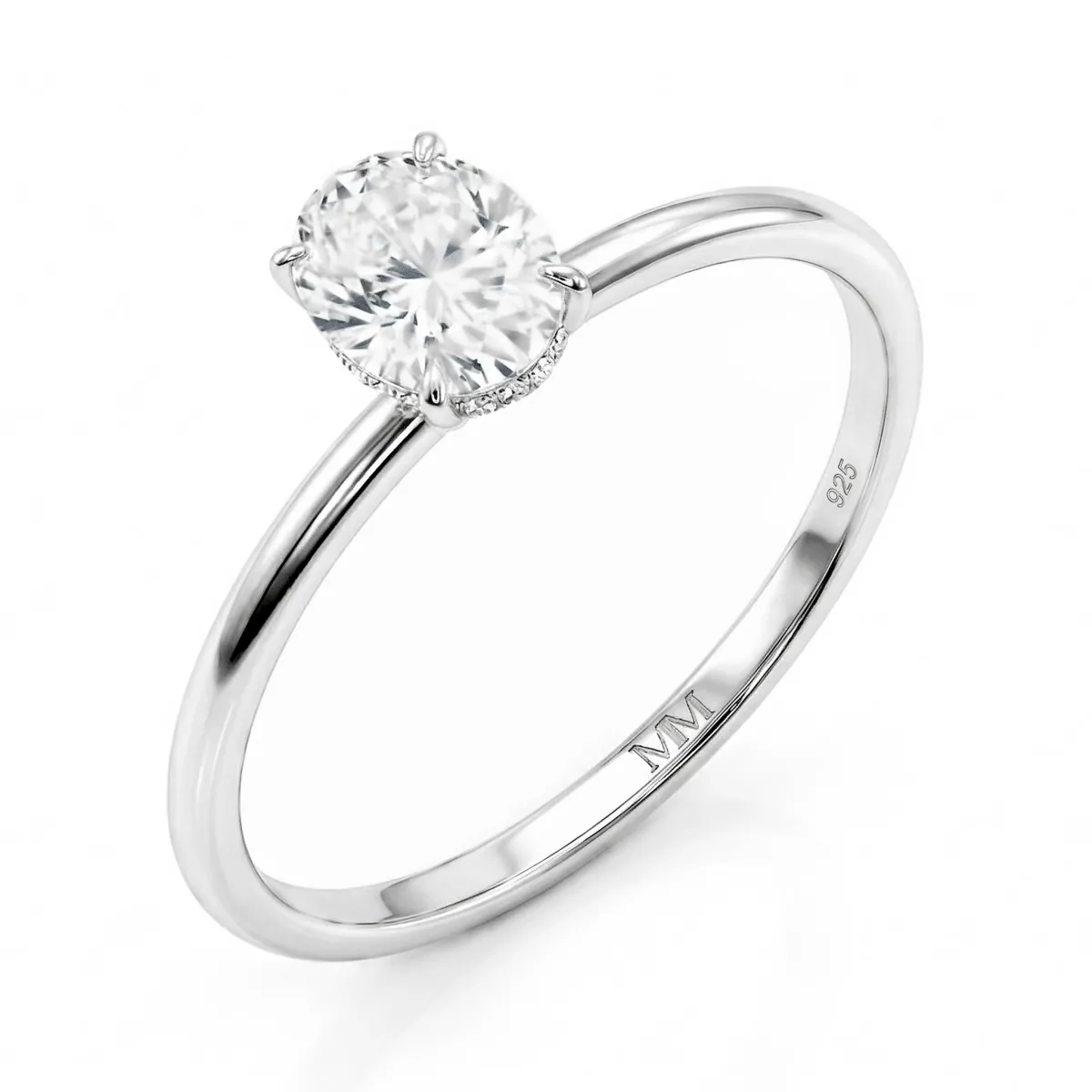 Mystique - Ovaler Solitaire Moissanite Ring mit Hidden Halo | Wedfit