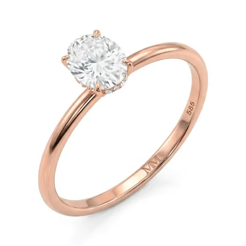 Mystique - Ovalschliff Solitär-Moissanit-Ring mit Versteckter Halo | Wedfit