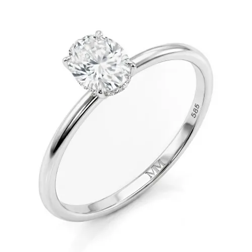 Mystique - Ovalschliff Solitär-Moissanit-Ring mit Versteckter Halo | Wedfit