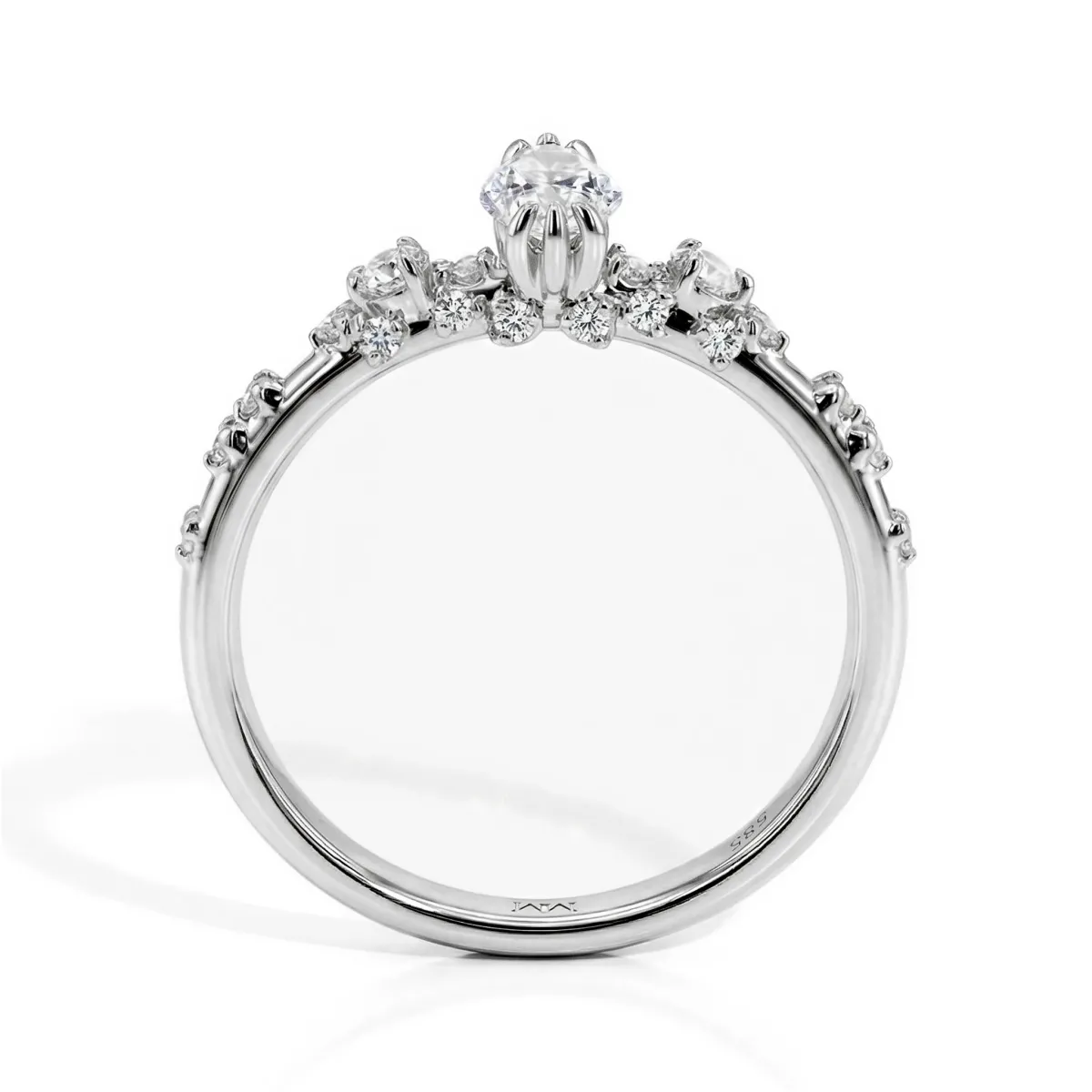 Elegante - Marquise Moissanit Ring mit minimalistischen Vintage-Seitensteinen