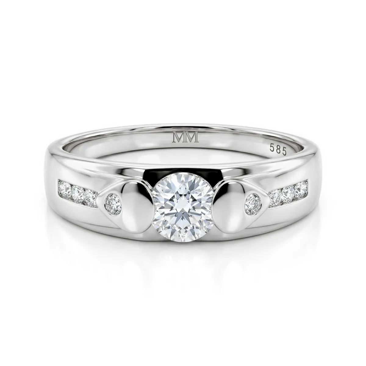 Onyx - Herren Moissanit Ring mit Seitlichen Akzentsteinen