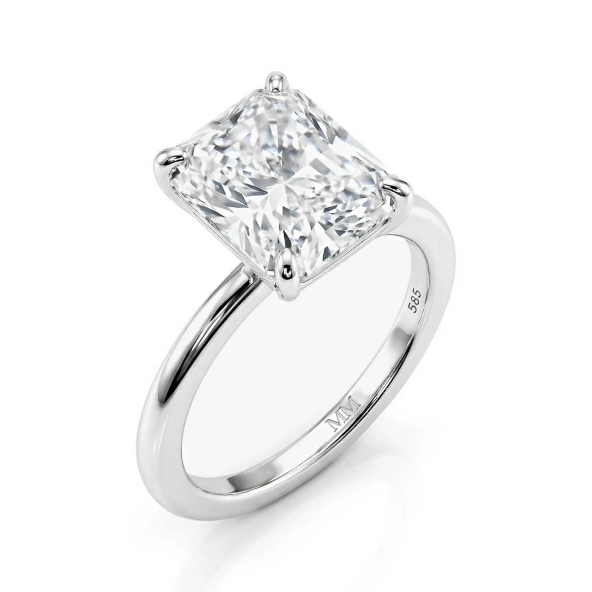 Radiana - Radiant Geschliffener Solitär-Moissanit-Ring