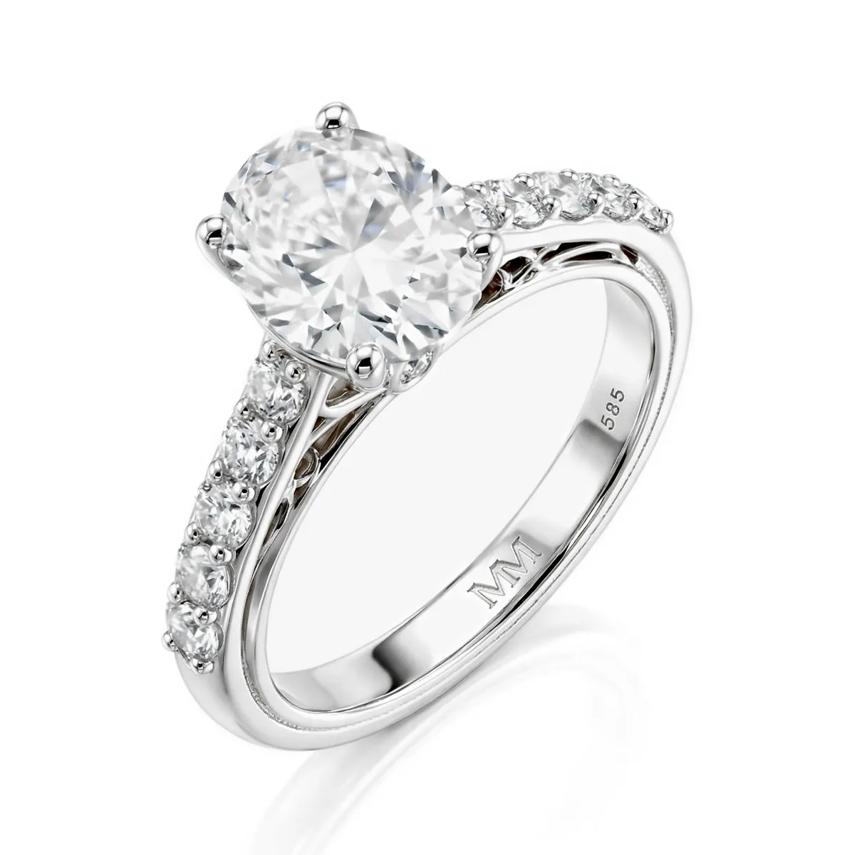 Fiorenza - Zeitloser Moissanit-Ring mit Pavé-Fassung und Galeriedetail