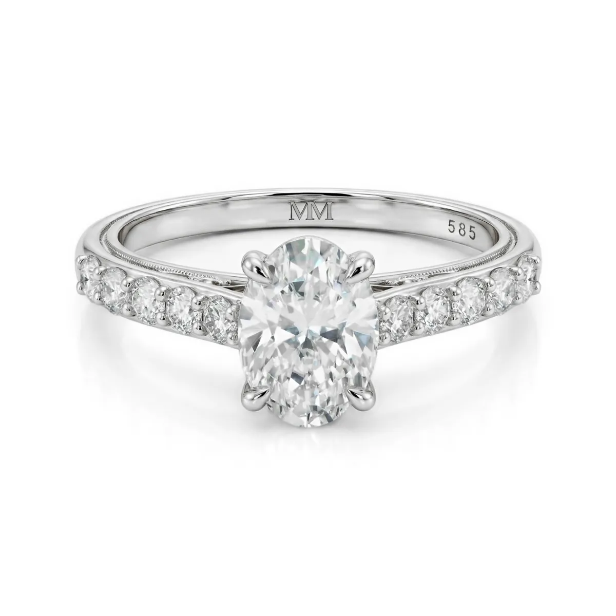 Fiorenza - Zeitloser Moissanit-Ring mit Pavé-Fassung und Galeriedetail