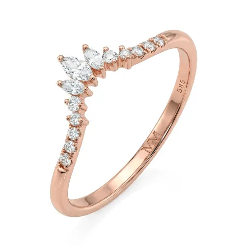 Serenella - Marquise-Schliff und Rundschliff Moissanit Ehering