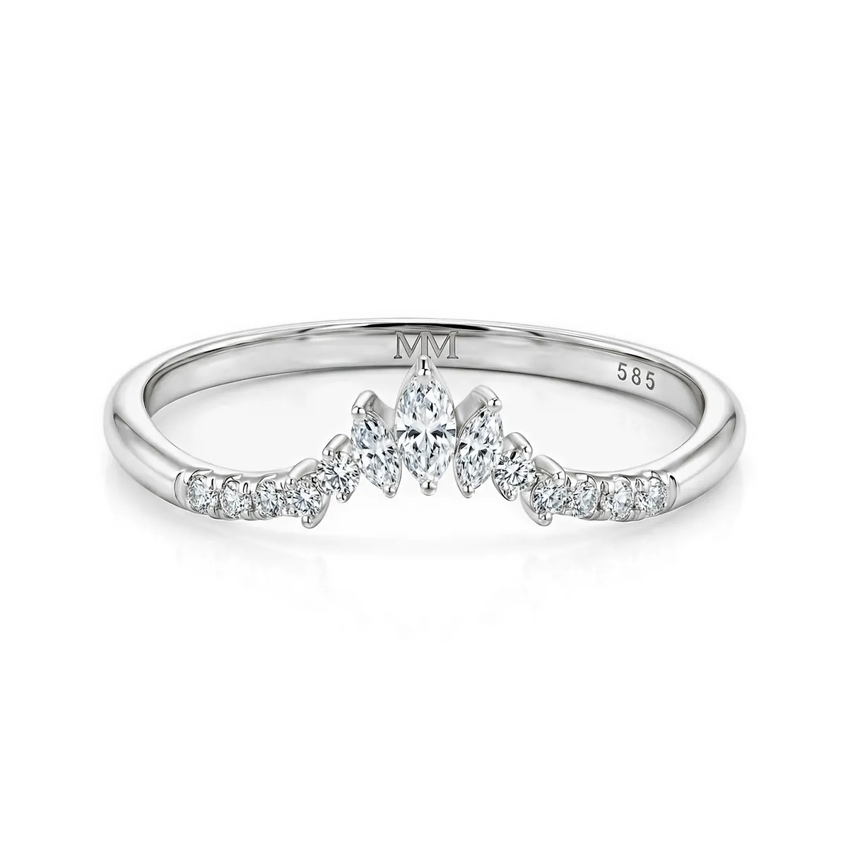 Serenella - Marquise und runde Moissanite Hochzeit Band