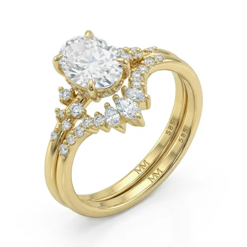 Ethereal Elegance Set - Ovalschliff & Serenella Moissanit Brautset mit Marquise-Schliff Akzenten