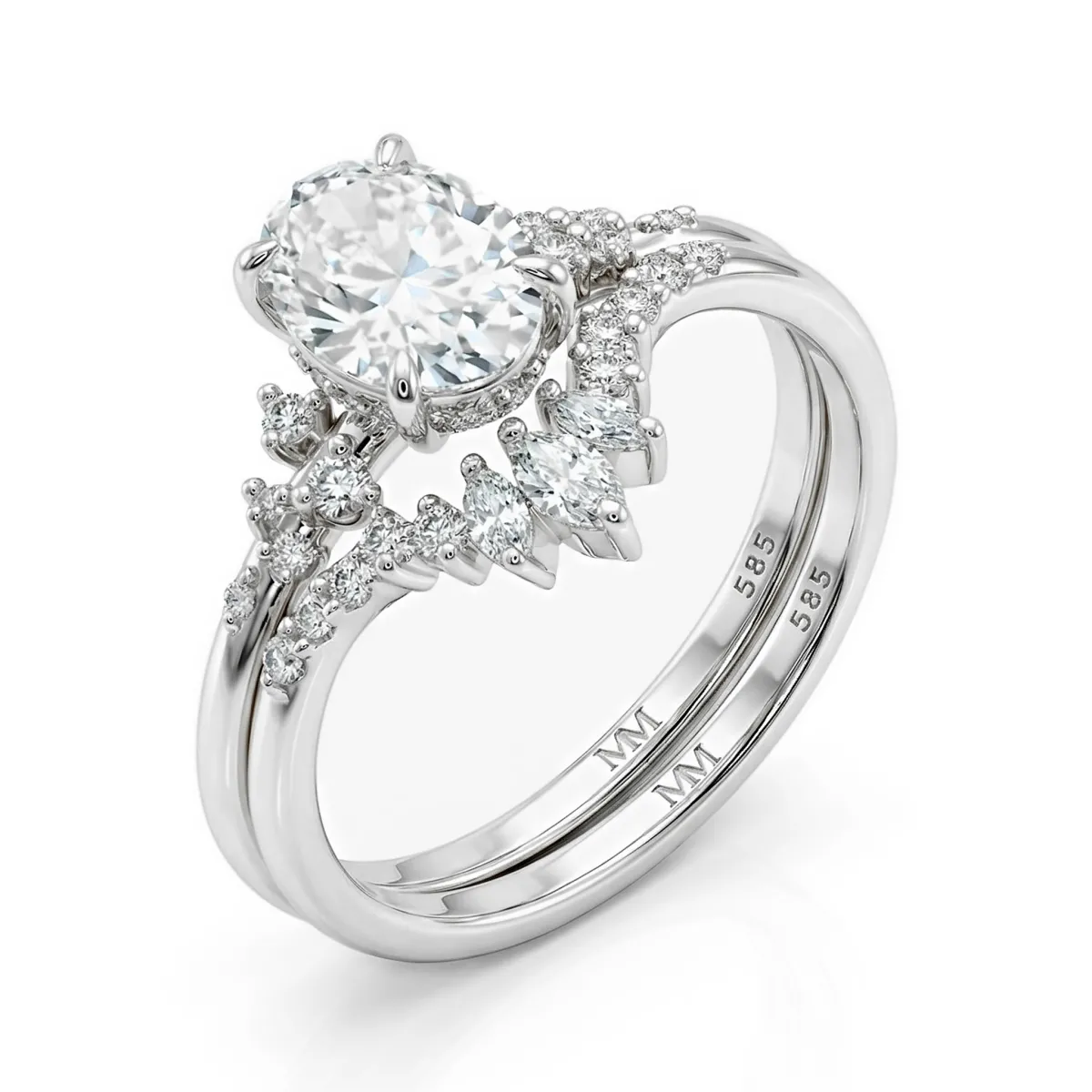 Ätherische Eleganz Set - Ovaline & Serenella Moissanite Braut Set mit Marquise Akzente